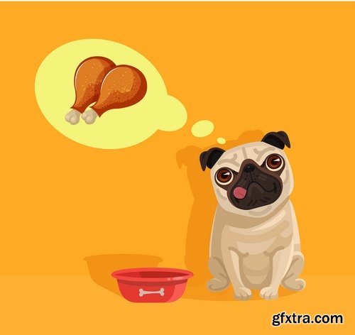 Collection of gift card postcard flyer banner with comic cartoon animal 25 EPS