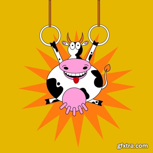 Collection of gift card postcard flyer banner with comic cartoon animal 25 EPS