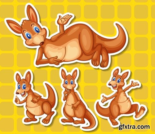 Collection of gift card postcard flyer banner with comic cartoon animal 25 EPS