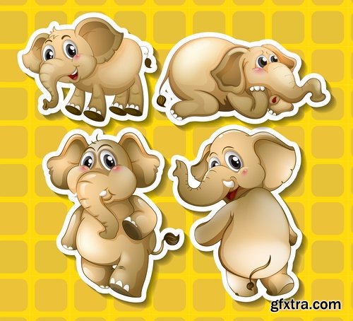 Collection of gift card postcard flyer banner with comic cartoon animal 25 EPS
