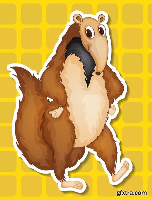 Collection of gift card postcard flyer banner with comic cartoon animal 25 EPS