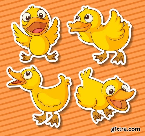 Collection of gift card postcard flyer banner with comic cartoon animal 25 EPS