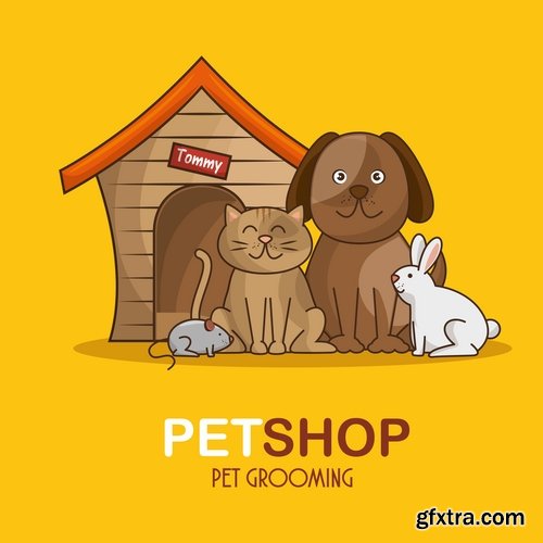 Collection of gift card postcard flyer banner with comic cartoon animal 25 EPS