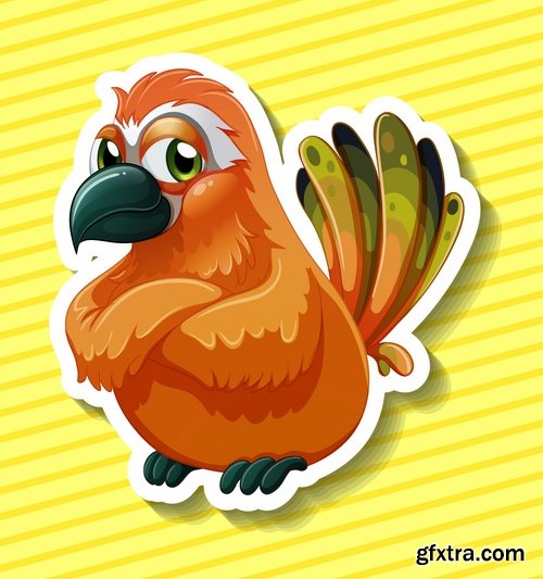 Collection of gift card postcard flyer banner with comic cartoon animal 25 EPS