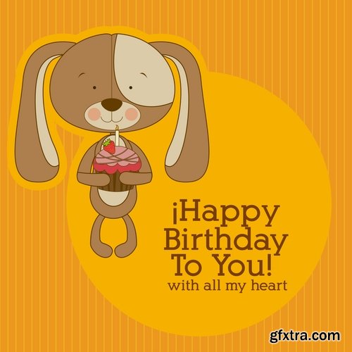 Collection of gift card postcard flyer banner with comic cartoon animal 25 EPS