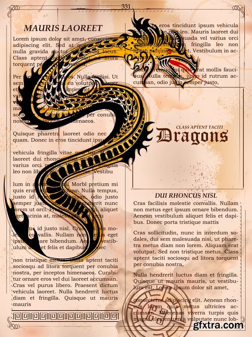 Collection of skull dragon pattern for clothing pattern example of a mythical animal 18 EPS