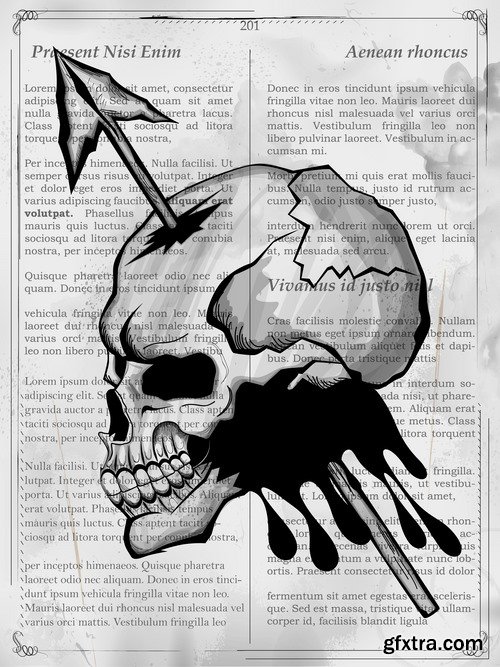 Collection of skull dragon pattern for clothing pattern example of a mythical animal 18 EPS