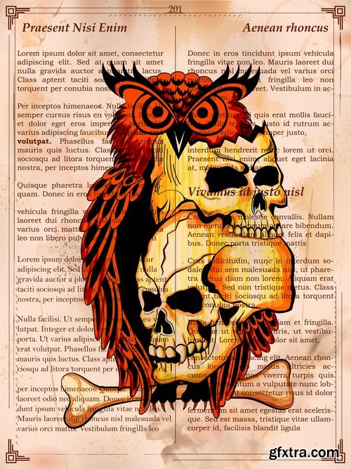 Collection of skull dragon pattern for clothing pattern example of a mythical animal 18 EPS