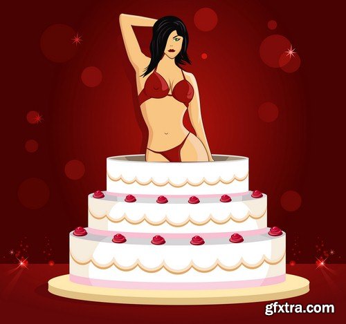 Girl on the cake - 8 EPS
