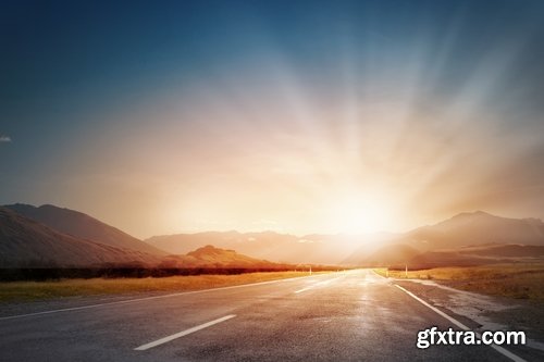 Asphalt road towards the town of the desert journey 25 HQ Jpeg