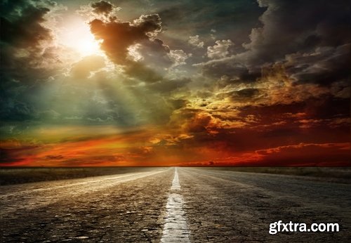 Asphalt road towards the town of the desert journey 25 HQ Jpeg