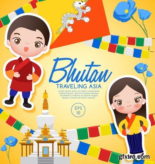 Collection card with ethnic characters around the world 2-25 EPS