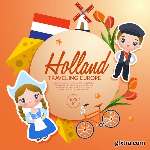 Collection card with ethnic characters around the world 2-25 EPS