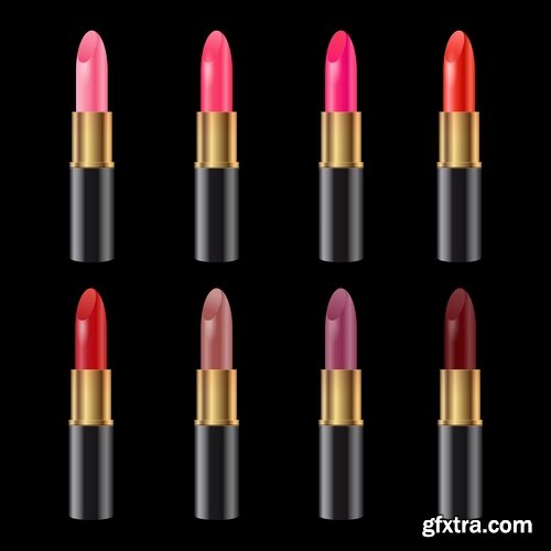 Collection of lipstick nail polish lips female beauty makeup 25 EPS