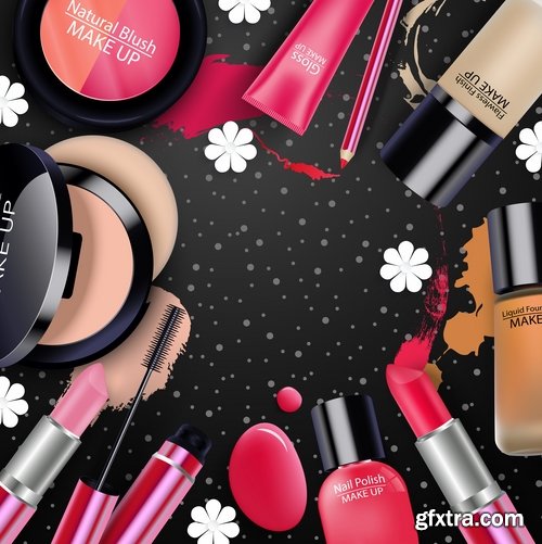 Collection of lipstick nail polish lips female beauty makeup 25 EPS