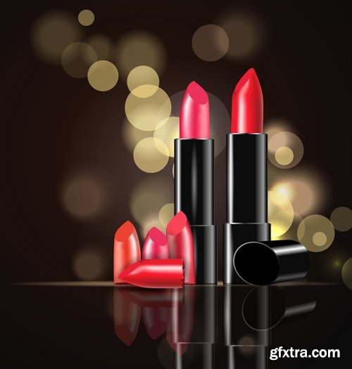 Collection of lipstick nail polish lips female beauty makeup 25 EPS