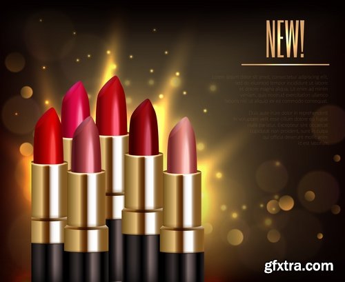 Collection of lipstick nail polish lips female beauty makeup 25 EPS