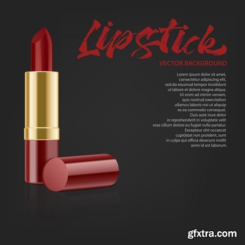Collection of lipstick nail polish lips female beauty makeup 25 EPS
