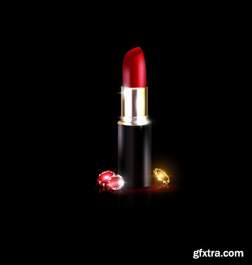 Collection of lipstick nail polish lips female beauty makeup 25 EPS