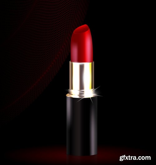 Collection of lipstick nail polish lips female beauty makeup 25 EPS