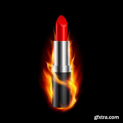 Collection of lipstick nail polish lips female beauty makeup 25 EPS