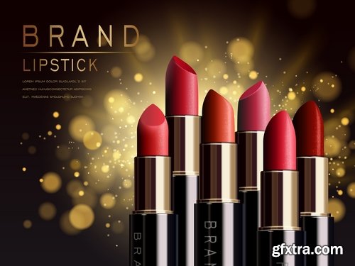 Collection of lipstick nail polish lips female beauty makeup 25 EPS