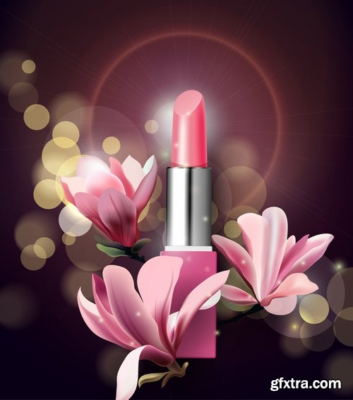 Collection of lipstick nail polish lips female beauty makeup 25 EPS