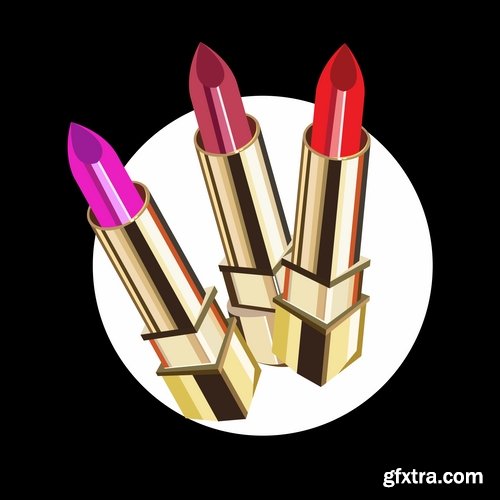 Collection of lipstick nail polish lips female beauty makeup 25 EPS