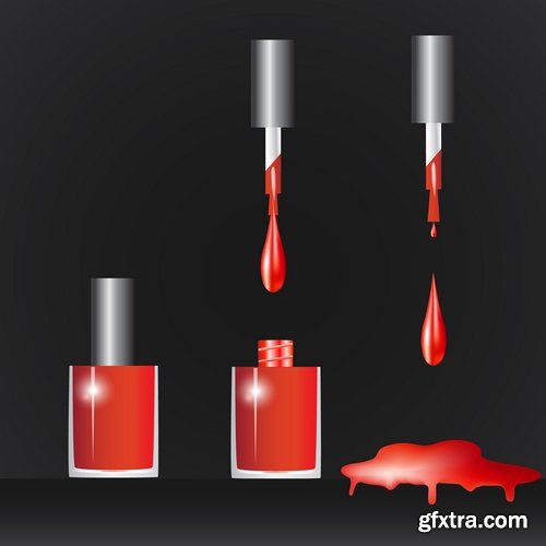 Collection of lipstick nail polish lips female beauty makeup 25 EPS