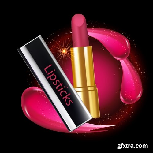Collection of lipstick nail polish lips female beauty makeup 25 EPS