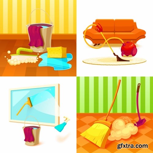 Collection of logo cleaning company business card icon means for cleaning and washing 25 EPS