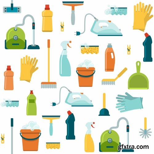 Collection of logo cleaning company business card icon means for cleaning and washing 25 EPS