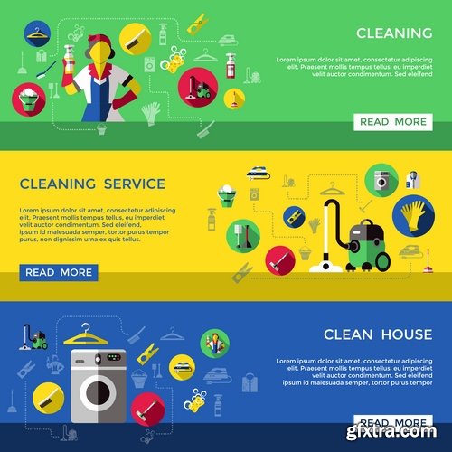 Collection of logo cleaning company business card icon means for cleaning and washing 25 EPS