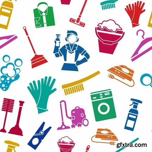 Collection of logo cleaning company business card icon means for cleaning and washing 25 EPS
