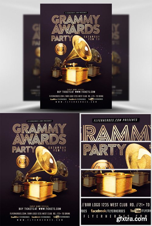Grammy Awards Party Flyer Template Grammy Awards Party Flyer Template