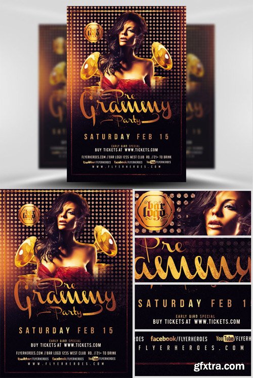 Pre Grammy Party Flyer Template