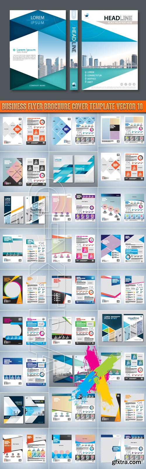 Business flyer brochure cover template vector 10