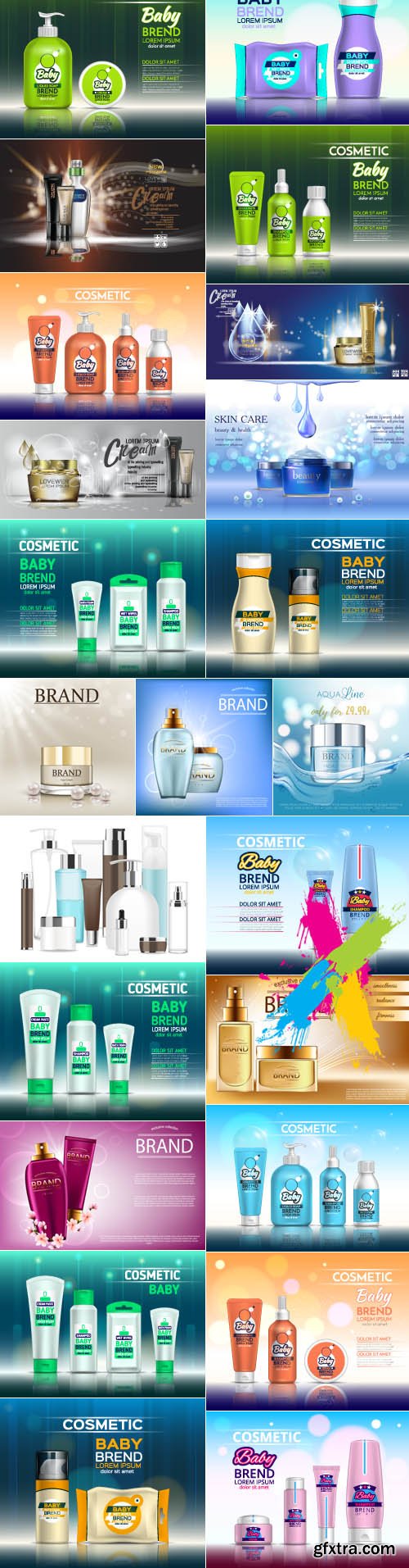 Mock up Baby Cosmetic Brand Advertising Poster Cosmetics vector