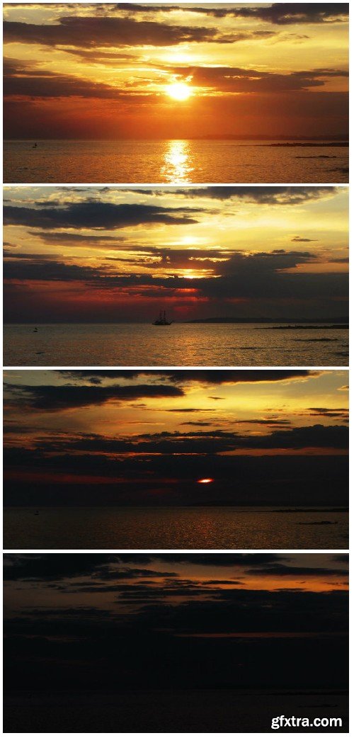 Video footage timelapse sunset with clouds over sea