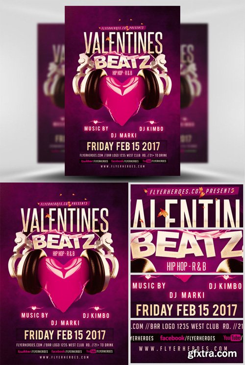 Valentines Beatz Flyer Template