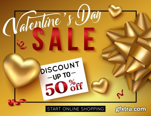 Collection Valentine\'s Day flyer banner Black Friday discount sale vector image 25 EPS
