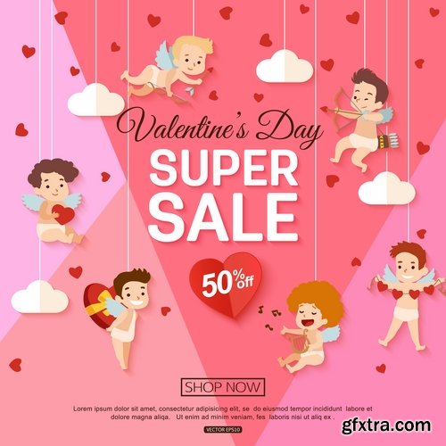 Collection Valentine\'s Day flyer banner Black Friday discount sale vector image 25 EPS