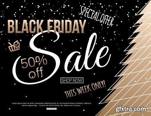 Collection Valentine\'s Day flyer banner Black Friday discount sale vector image 25 EPS