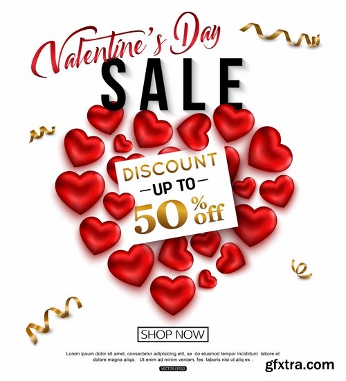 Collection Valentine\'s Day flyer banner Black Friday discount sale vector image 25 EPS