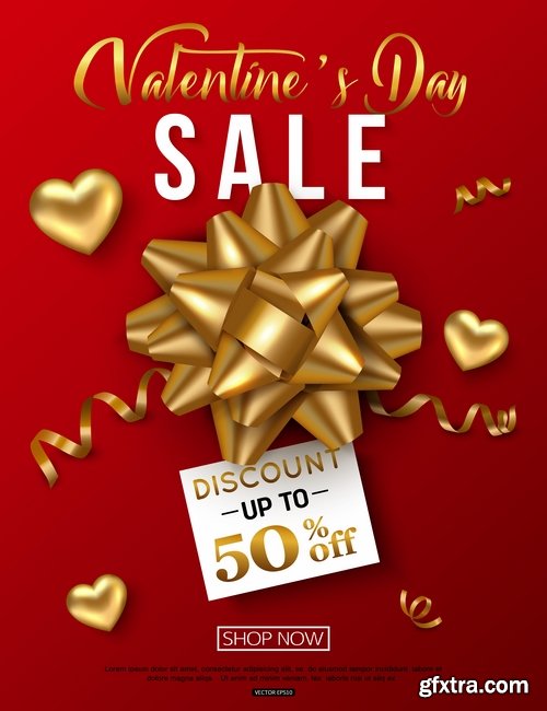 Collection Valentine\'s Day flyer banner Black Friday discount sale vector image 25 EPS