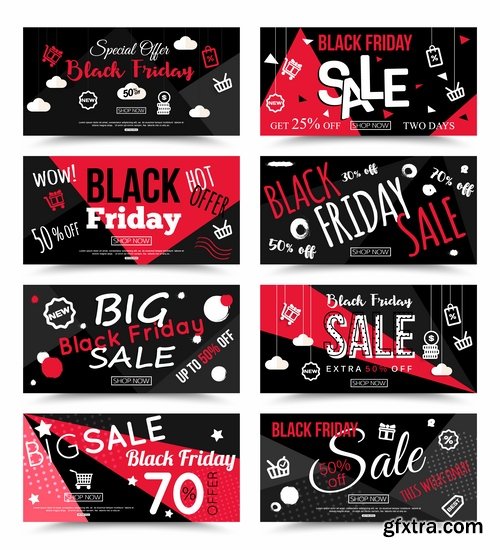 Collection Valentine\'s Day flyer banner Black Friday discount sale vector image 25 EPS