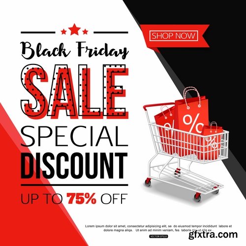 Collection Valentine\'s Day flyer banner Black Friday discount sale vector image 25 EPS
