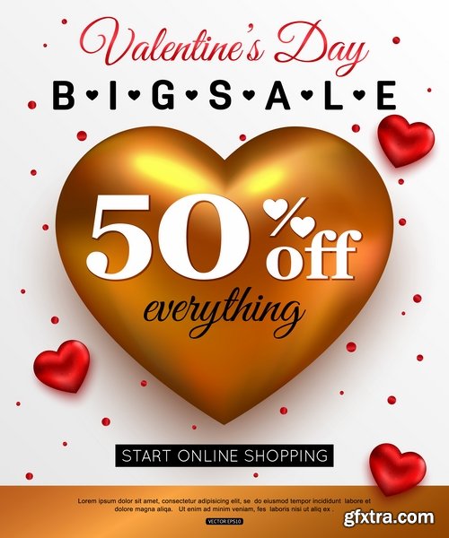 Collection Valentine\'s Day flyer banner Black Friday discount sale vector image 25 EPS