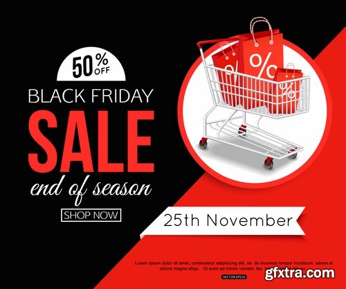 Collection Valentine\'s Day flyer banner Black Friday discount sale vector image 25 EPS