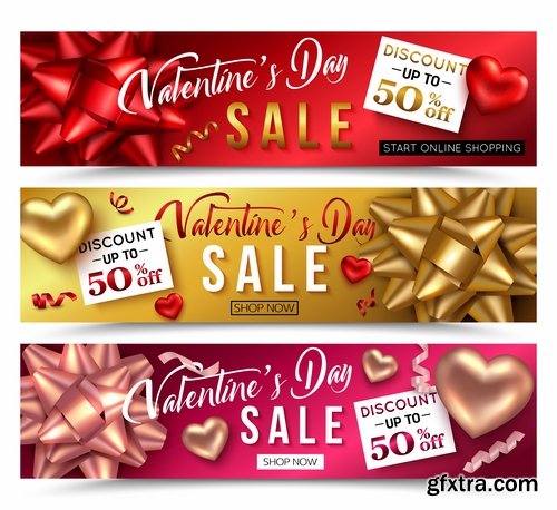 Collection Valentine\'s Day flyer banner Black Friday discount sale vector image 25 EPS
